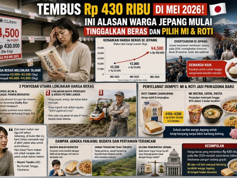 Tembus Rp 430 Ribu di Mei 2026! Ini Alasan Warga Jepang Mulai Tinggalkan Beras dan Pilih Mi & Roti